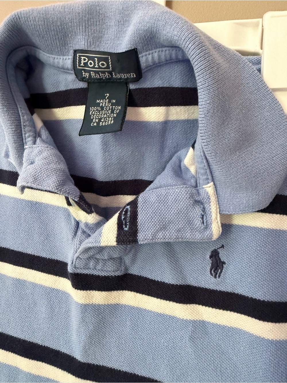 Polo Ralph Lauren Little Boys Collared Striped Cotton Shirt Blue Pony Size 7 - Picture 2 of 2